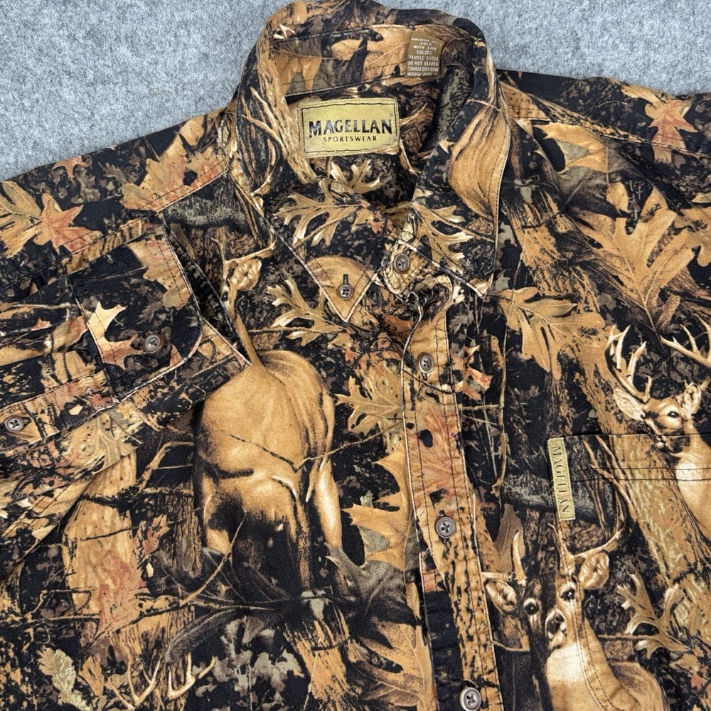 Magellan Sportswear Shirt Mens 2XL Deer Print Graphic Long Sleeve Brown Outdoor